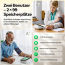 Blutdruckmessgerät für präzise Oberarm-Blutdruck- und Pulsmessung / Sprachansage mit WHO-Bewertung / 2×99 Speicherplätze / Für den Heimgebrauch