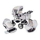 Kombi-Kinderwagen / Inkl. Autositz & Schlafkorb / Made in EU / Flexibel dank Wendegriff / Komfortable Federung / Mit Spieltablett & Moskitonetz / Stabil auf jedem Terrain