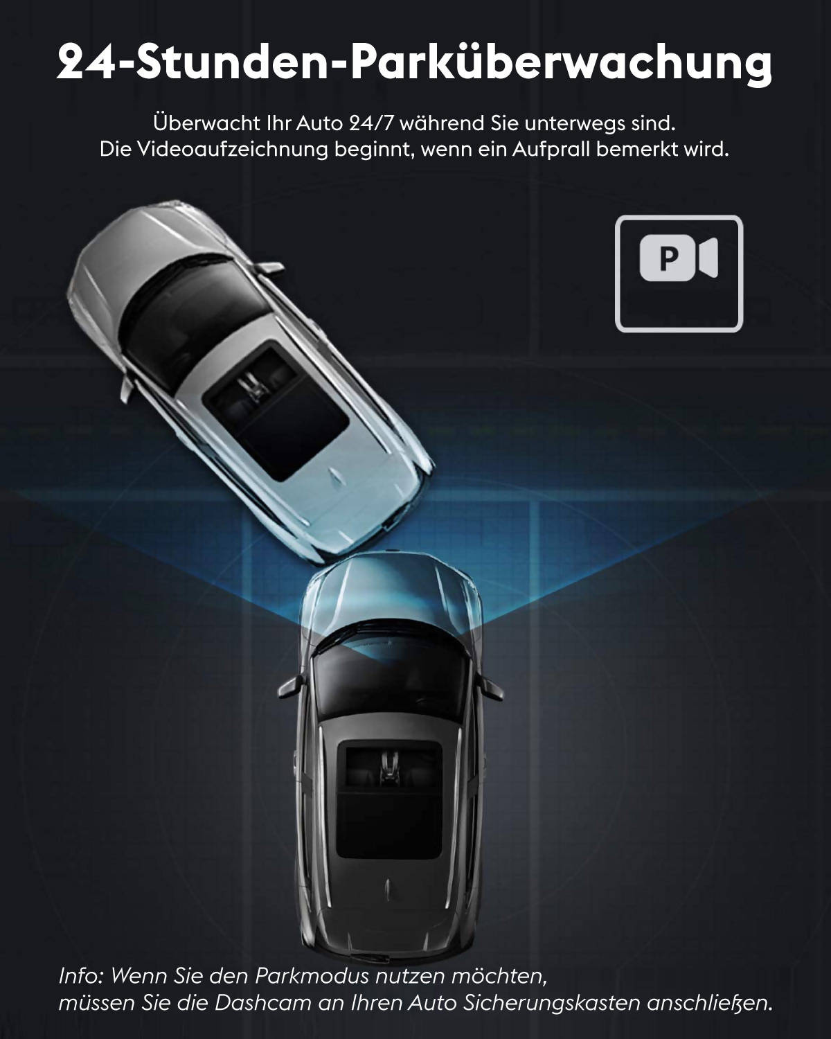 Dashcam, Autokamera mit 1080P / 32GB SD-Karte / 310° Weitwinkelansicht / mit Parküberwachung, Bewegungserkennung / Infrarot Nachtsicht