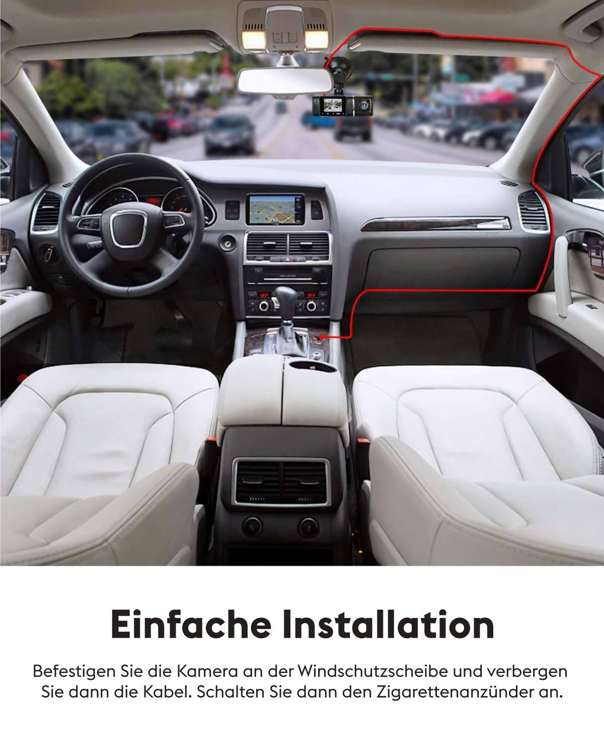 Dashcam, Autokamera mit 1080P / 32GB SD-Karte / 310° Weitwinkelansicht / mit Parküberwachung, Bewegungserkennung / Infrarot Nachtsicht