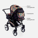 Kombi-Kinderwagen / Inkl. Autositz & Schlafkorb / Made in EU / Flexibel dank Wendegriff / Komfortable Federung / Mit Spieltablett & Moskitonetz / Stabil auf jedem Terrain